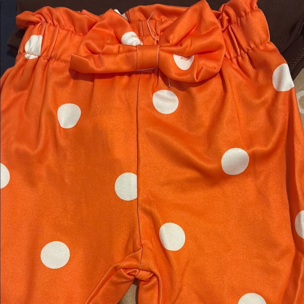 Orange Polka Dot Pants with Bow